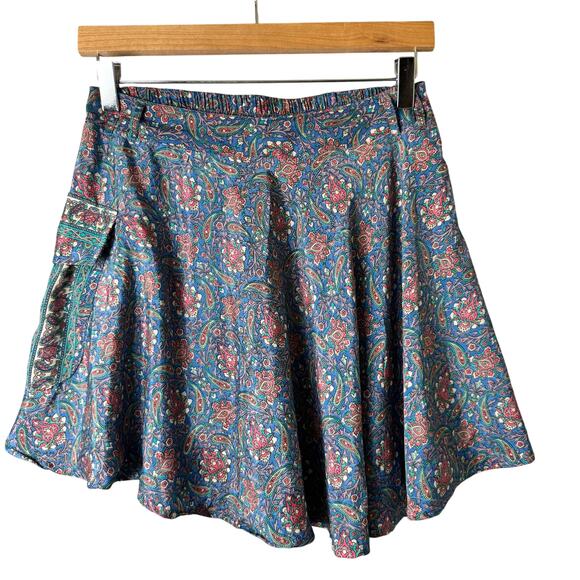 Earthbound Trading Co. Dresses & Skirts - Earthbound Trading Co. Mini Skirt Blue Paisley Boho Cargo Pocket Women's Med